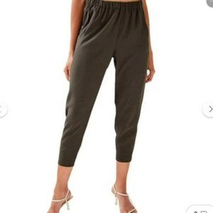 Aritzia Babaton Dexter Pull on Tuxedo Green Olive Jogger Trousers Pants Size M